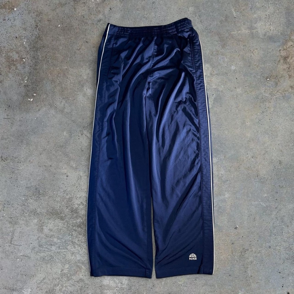 Vintage Nike Tear Away Track Pants Navy Blue Snap Button Warm Up Basketball Smal